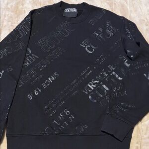 Versace Jeans Collection Heavyweight Black Logo-Print Crewneck Sweatshirt